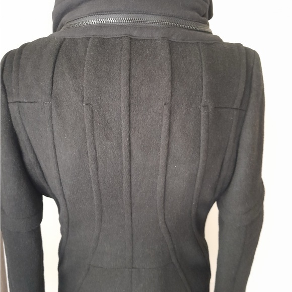 Only True Collection Streetwear Black Double breasted Hooded Wool blend Pea Coat - Picture 11 of 15